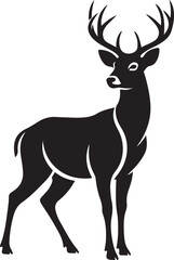 Fototapeta premium Black deer icon vector isolated on Transparent Background
