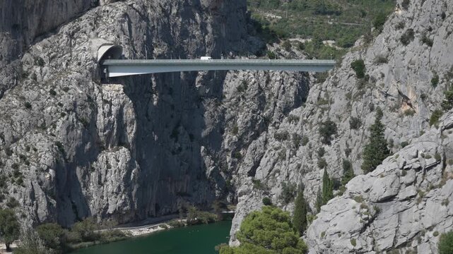 High bypass bridge over the Cetina river canyon in Omis.