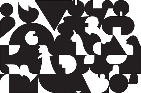 Black silhouette people icons vector isolated on Transparent Background