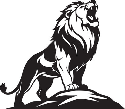 Black lion vector illustration isolated on Transparent Background