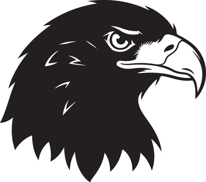 Black eagle head vector isolated on Transparent Background