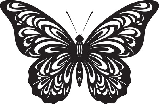 Black butterfly vector icon isolated on Transparent Background