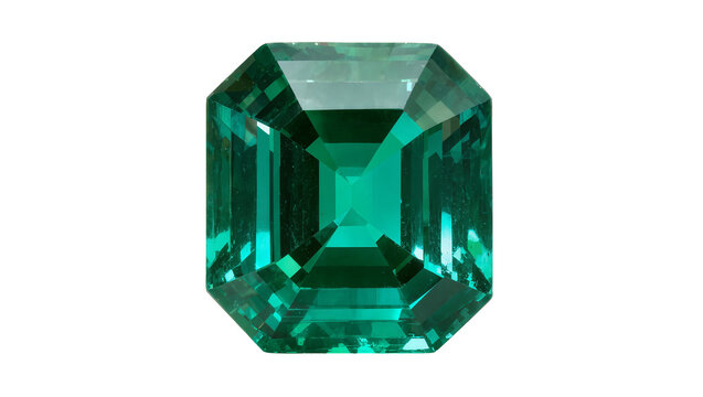 Sparkling emerald-cut green gemstone, a precious jewel with brilliant facets, isolated on transparent background, perfect for luxury design PNG