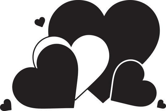 Set of 6 heart icons vector isolated on Transparent Background