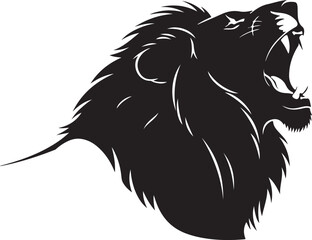 Obraz premium Black lion head vector isolated on Transparent Background