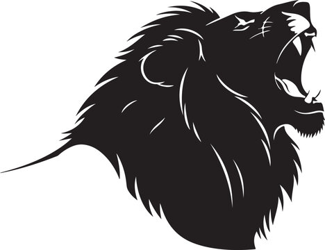 Black lion head vector isolated on Transparent Background