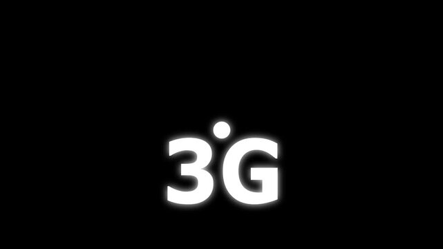 Abstract glowing neon 3G signal icon on black background wireless connectivity technology concept digital. network signal on black background for technology and communication concepts.