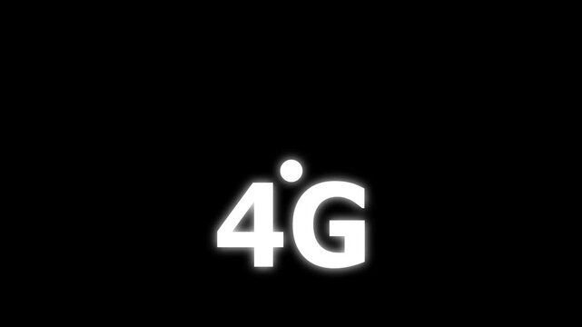 Abstract glowing neon 4G signal icon on black background wireless connectivity technology concept digital. network signal on black background for technology and communication concepts.
