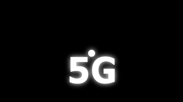 Abstract glowing neon 5G signal icon on black background wireless connectivity technology concept digital. network signal on black background for technology and communication concepts.