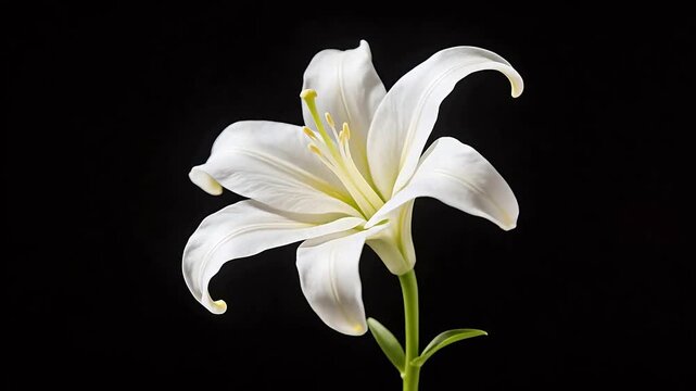 White lily flower on black background