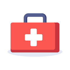 Obraz premium First Aid Kit Flat Icon – Emergency Medical Box Vector