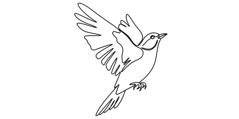 Fototapeta premium Minimalist Continuous One Line Drawing of Flying Bird Sparrow Illustration