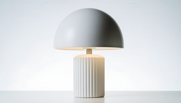 Modern white mushroom table lamp with ribbed base for home decor lighting