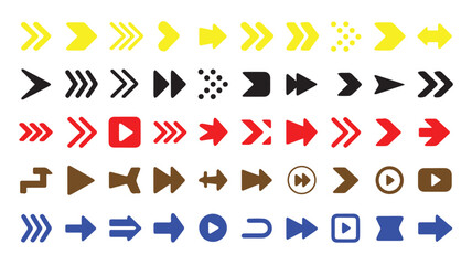 Fototapeta premium Collection of assorted arrows in various shapes and colors