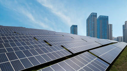 Obraz premium Solar Panels in Urban Cityscape