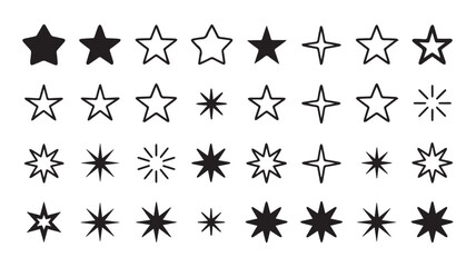 Fototapeta premium Collection of Various Star Icons and Symbols