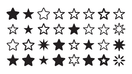 Fototapeta premium Diverse Vector Star Icons Collection for Rating and Decorative Design Elements