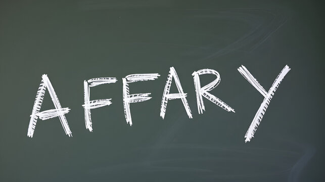 College chalk desk with the word affray written on in