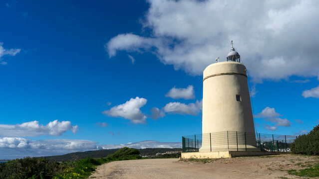Faro Punta Carbonera en la playa de la Alcaidesa, Andaluc&iacute;a	