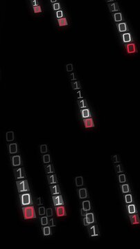 Vertical video: Arrow pulsing while right code columns appearing and falling, value updating data
