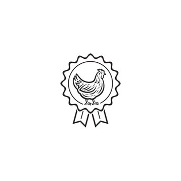 Award Ribbon and Hen logo or icon design