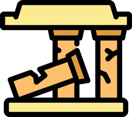 Naklejka premium Earthquake consequences illustrated by destroyed building with broken pillar and fallen column, symbolizing war destruction and fragility