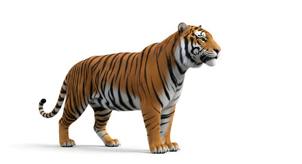 Obraz premium majestic tiger standing alone on white background