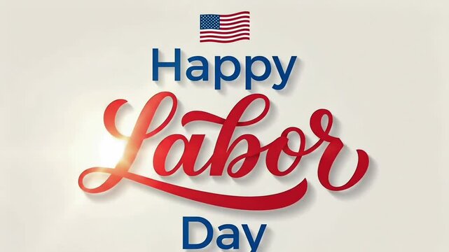 Animated elegant typography labor day design with american flag symbol celebrating worker pride for international worker day modern motion background