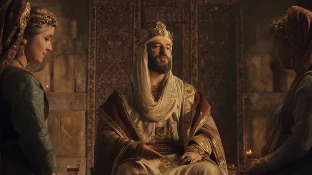 Illustration of the Bible Story of the Judgment of King Solomon and the Two Mothers