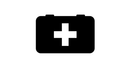 Obraz premium Black first aid kit box icon.