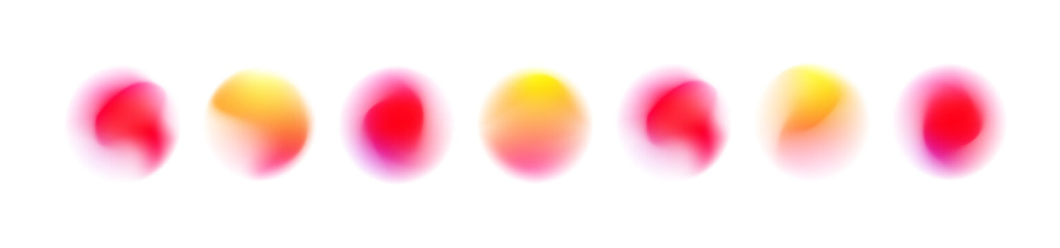 Abstract gradient color circle with mesh blur. Isolated PNG shape with neon aura and grainy texture. Perfect for modern graphic overlays and digital art.