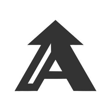 Dark Gray Shield Arrow Triangle Logo Icon Simple Flat Design Security Symbol