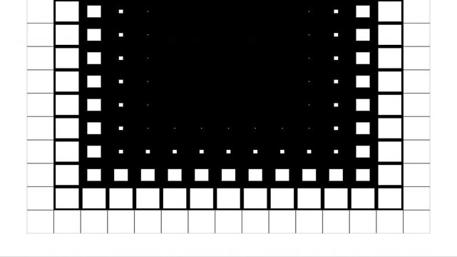 Black and White Abstract Pixel Grid Frame Transition Animation. 4K