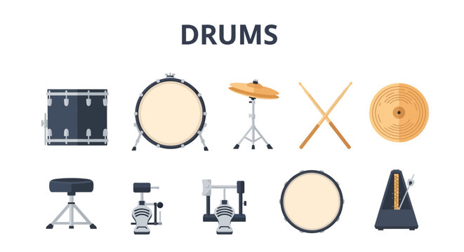 Drums and percussion musical instruments.