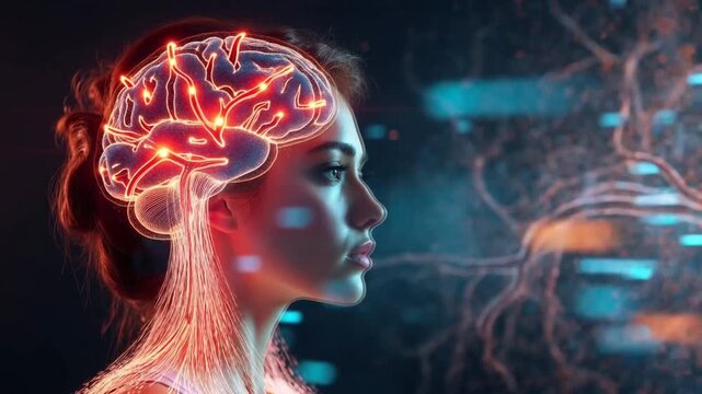 Brain's electric potential: Capturing the intricate beauty of the human mind and its network of neurons, illustrated through vibrant light, sparks the mind's thoughts
