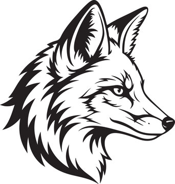 Black and white wolf head vector illustration isolated on Transparent Background