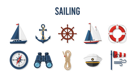 Sailing nautical icons and symbols. © Faisal
