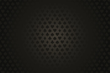 Naklejka premium Black background with card symbols. Gambling-related background.