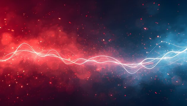A vibrant and dynamic abstract image of a glowing white line against a colorful background