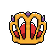 Obraz premium Pixel art gold crown object clipart vector