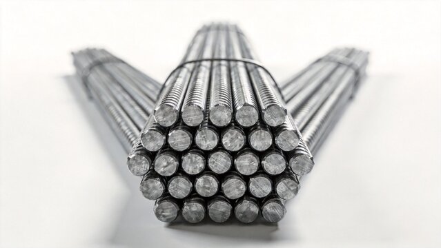 Reinforcing steel bars. Building armature isolated on white background.