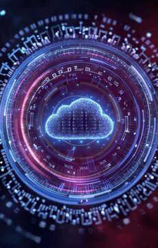 Glowing Vortex of Cloud Computing Icons and API Connections in Digital Environment