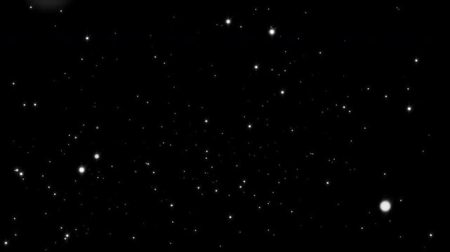 Seamless starfield background with camera flying forward while rotating through deep space with bright stars creating a dynamic motion effect and smooth endless loop animation on transparency