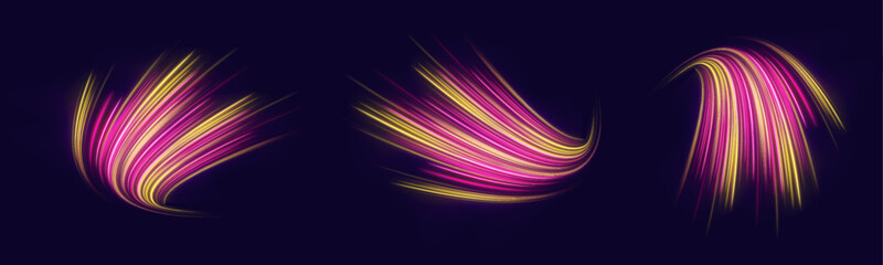 Multicolor speed trail with glowing neon lines, smooth motion and vibrant energy flow vector © longstock