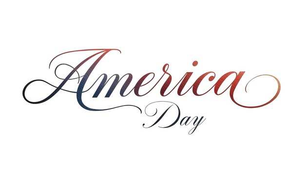 A colorful America Day logo with elegant script font on a white background