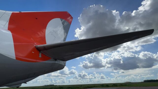 Airplane tail on the runway in Sinop