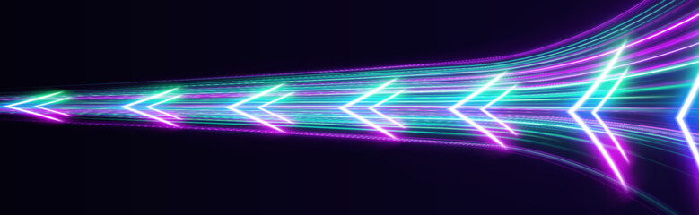 Vibrant rainbow speed trail with glowing light, smooth motion and luminous effect vector © longstock
