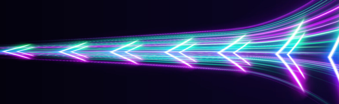 Vibrant rainbow speed trail with glowing light, smooth motion and luminous effect vector