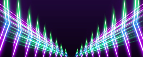 Bright rainbow motion trail with flowing lines, glowing edges and vibrant speed effect vector © longstock