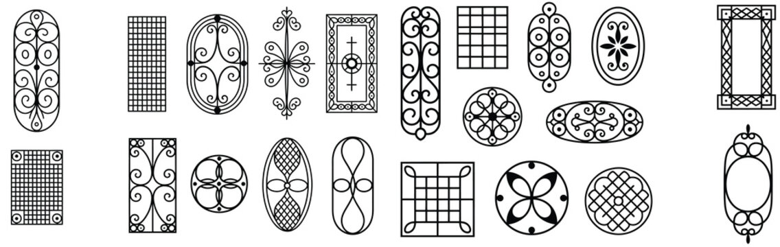 Decorative Frames and Ornamental Shapes Silhouette Collection Vintage Style
